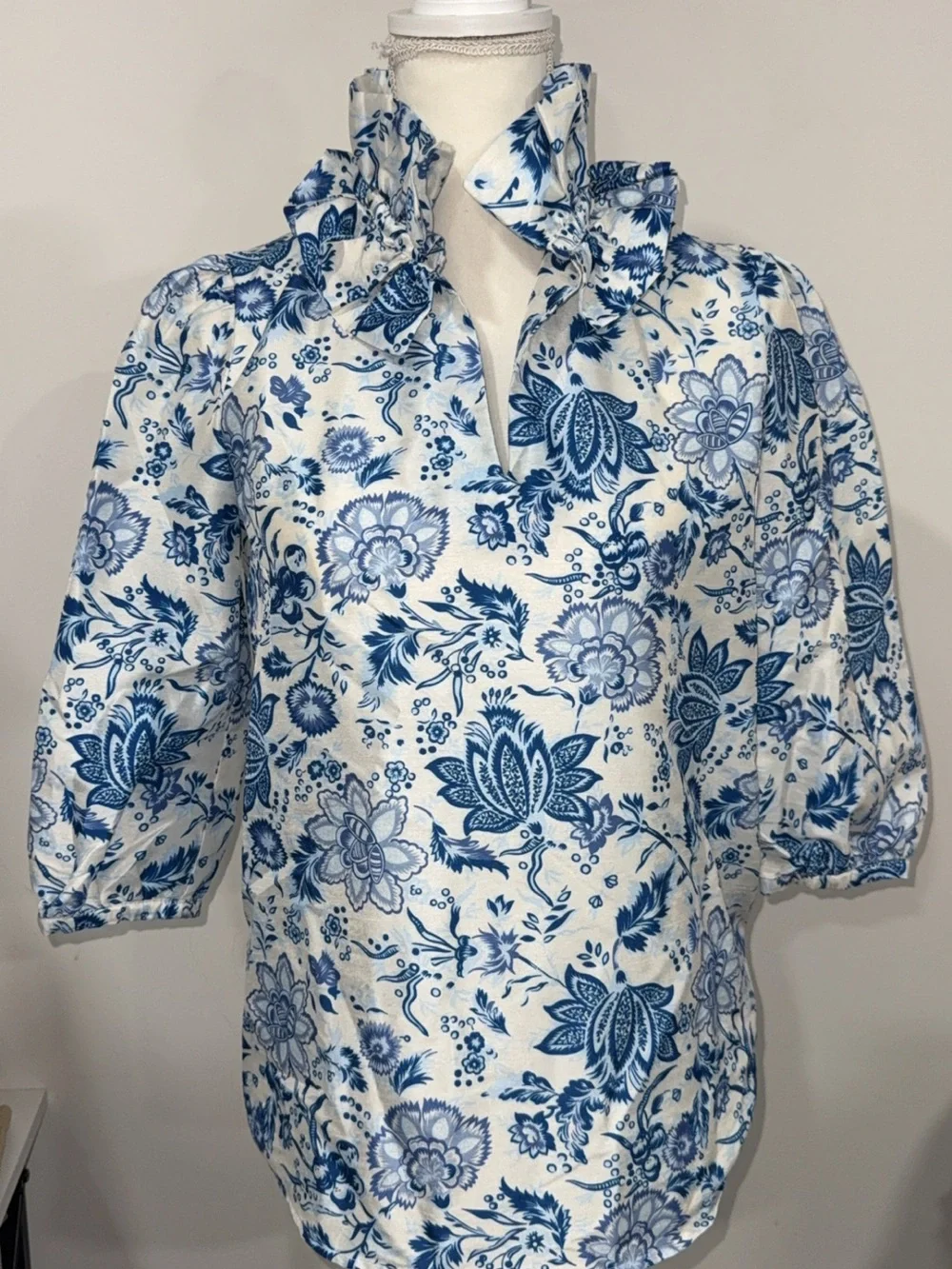 Tuckernuck Blue and White Floral Blouse